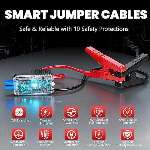 Miniatura 3 de SEAMOUNT Arrancador de 2000 A con compresor de aire, cargador portátil de batería de coche de 12 V y cargador para gas de 6.0 L y diésel de 3.0 L,