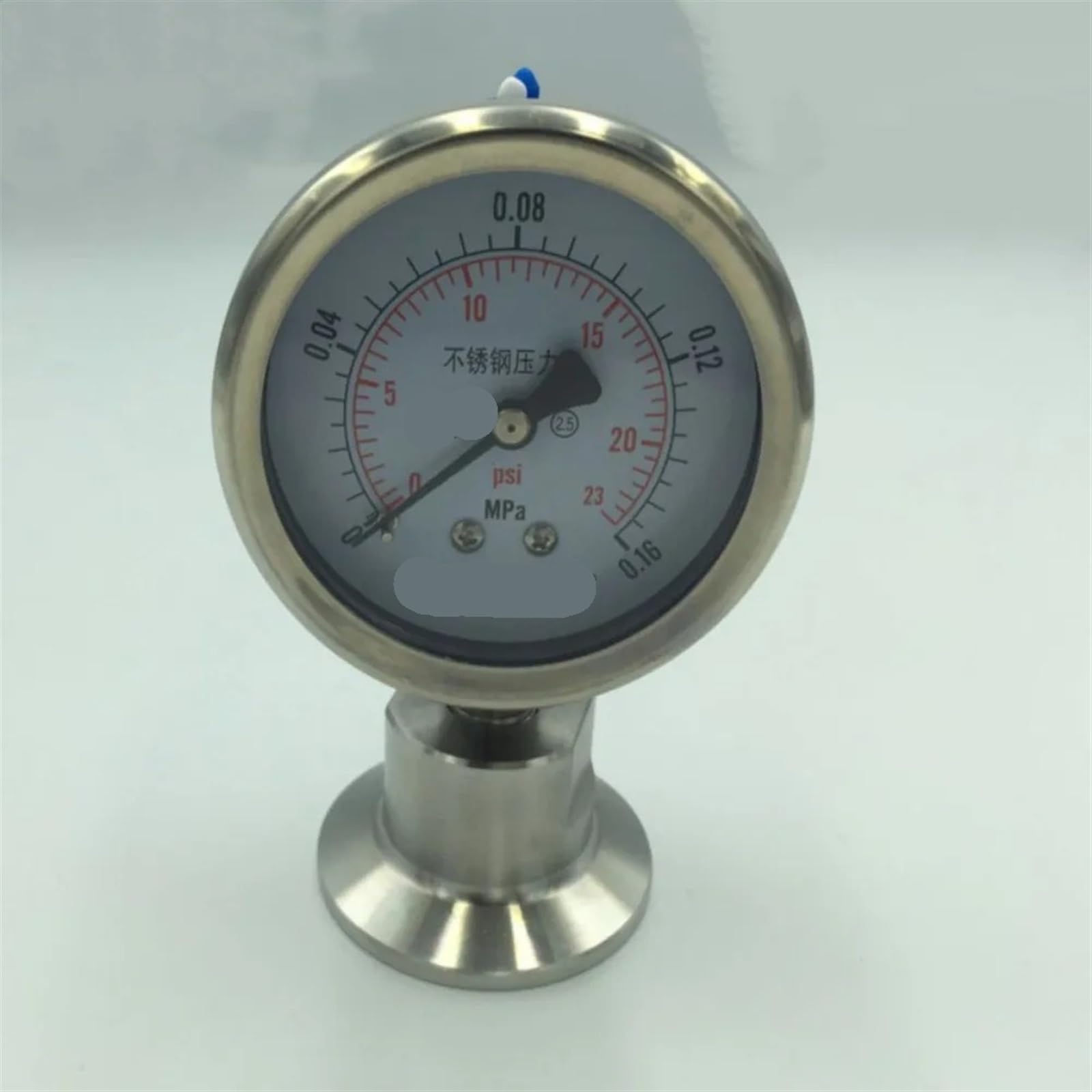manómetro manómetro de Aire 1,5 Pulgadas. Manómetro de Membrana de Triple Abrazadera-Medidor de diafragma de Acero Inoxidable SS304 (Size : 0 0.1MPa)