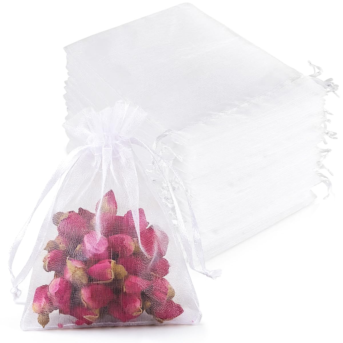 50 Piezas Bolsas Organza, 15x20 cm Bolsitas de Tela Pequeñas, Bolsas de Organza para Regalos, Saquitos de Tela Regalo, Bolsitas de Tul Pequeñas para Bodas, Cumpleaños, Festivales, Fiestas y Navidad