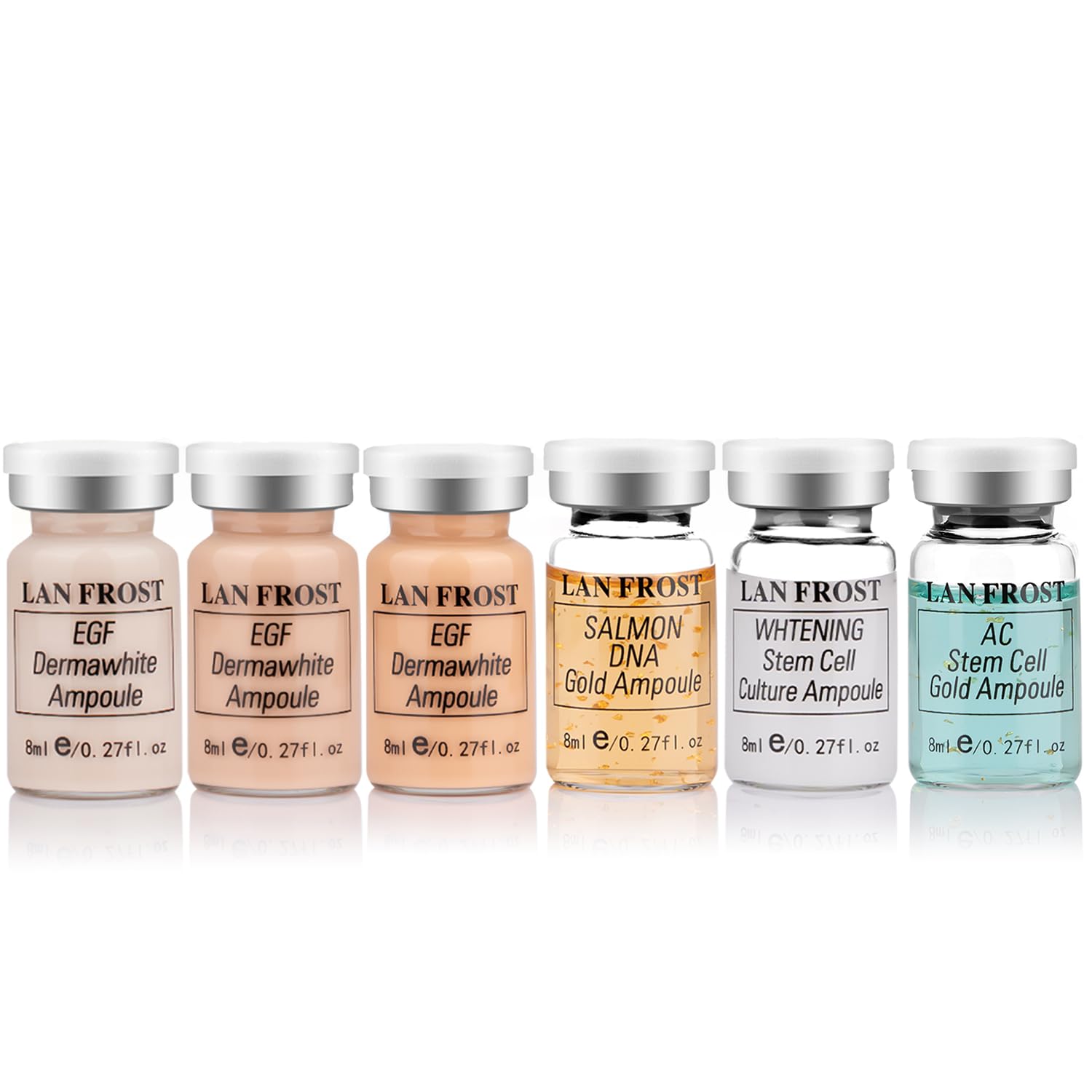 Facial Glow Starter Kit Hydration Serum Foundation Skincare Mix 0.27oz Hydration Ampoule and Essence Foundation 12 Vials Glow Pigment Skincare Kit (Mix color)