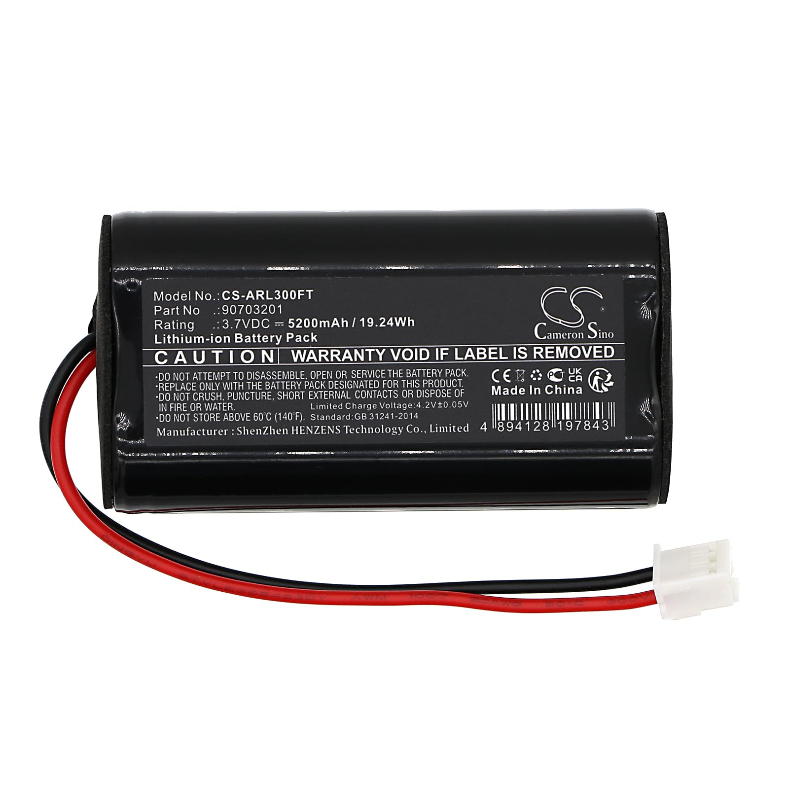 Cameron Sino Batterie de rechange pour ADARO Adalit L-3000, Adalit L-3000 Power, IL-300 PN : ADARO 90703201, L3.60 5200 mAh / 19,24 Wh