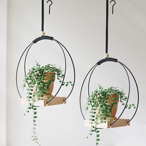 Dravmola Perchas para plantas con base de madera paquete de 2 soportes colgantes de macramé bohemio para plantas de interior maceta colgante para disponible en Yaxa Colombia