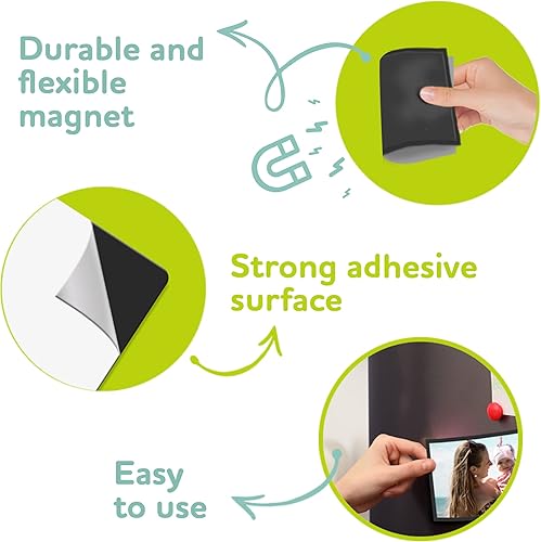 Miniatura 2 de Paquete de 15 hojas magnéticas para refrigerador de 4 x 6 pulgadas con respaldo adhesivo para fotos, hojas adhesivas magnéticas para casilleros,