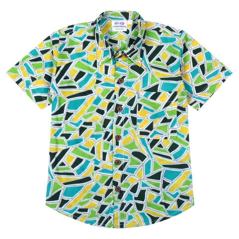 Image of superminis Boy's Cotton Regular Fit, Half Sleeves, Collared Neck, Printed Shirts for Casual Wear
