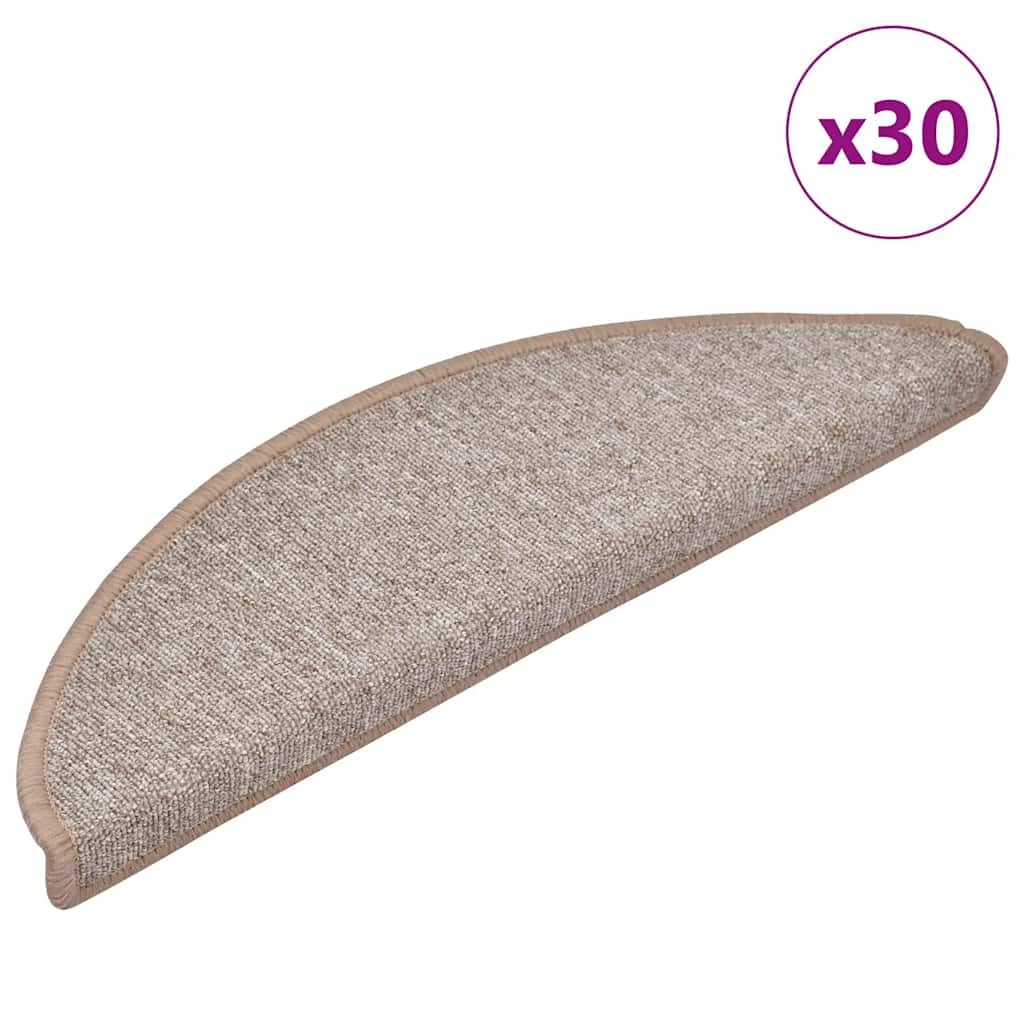 Maty na schody 30 szt. 56 x 17 x 3 cm jasnobrązowe półokrągłe