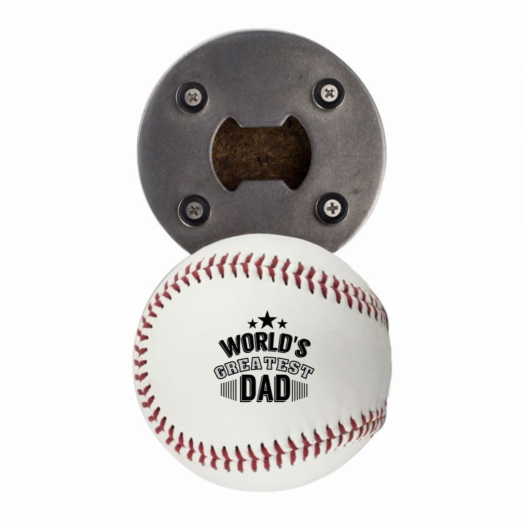 Father's Day Bottle Opener, Made from a real Baseball, World's Greatest Dad, Cap Catcher, Fridge Magnet