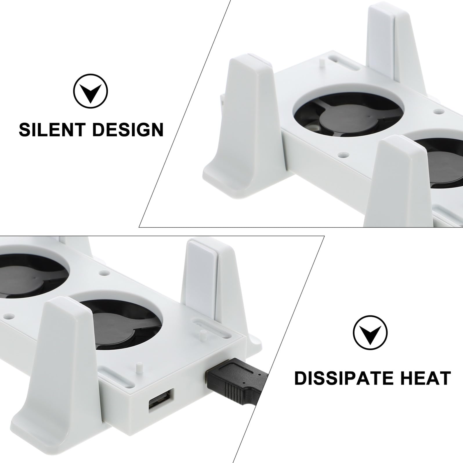 Mipcase 1 Juego Soporte Vertical para Ventilador Doble de Refrigeración y Hub USB para Carga y Sincronización