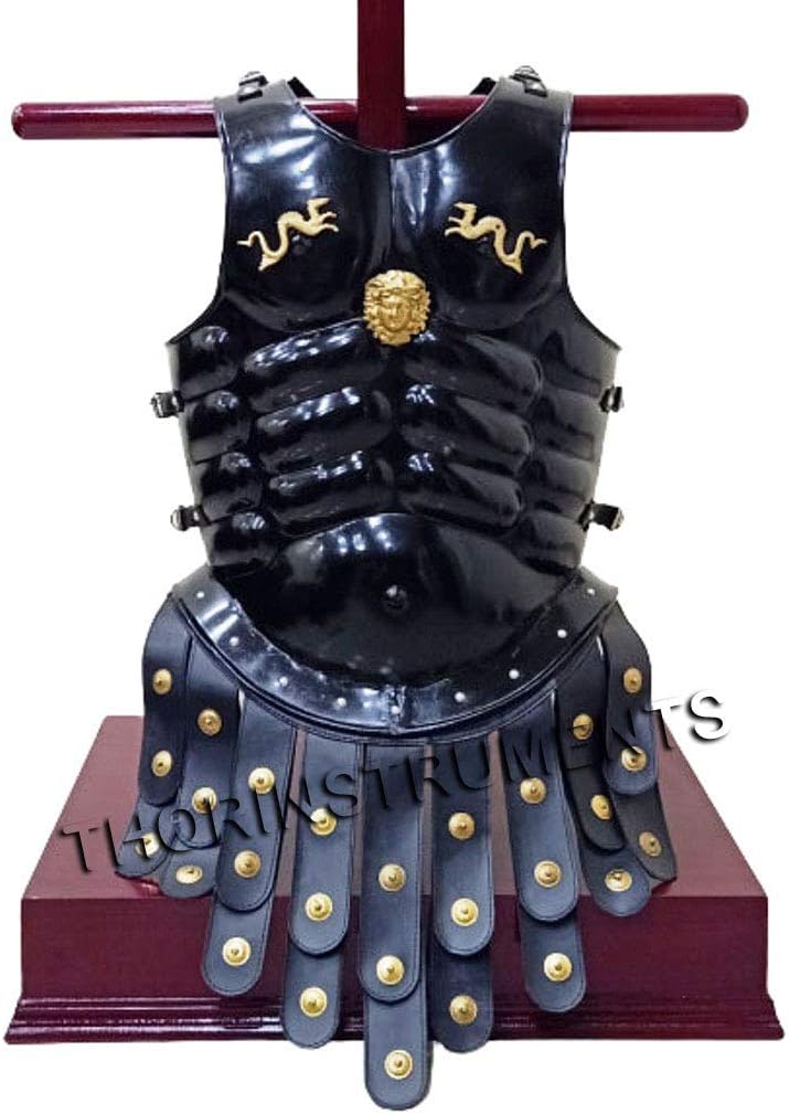 THOR INSTRUMENTS Medieval Roman Movie Breastplate Muscle Armor Black Jacket Halloween Costume Rustic Vintage Home Decor Gifts