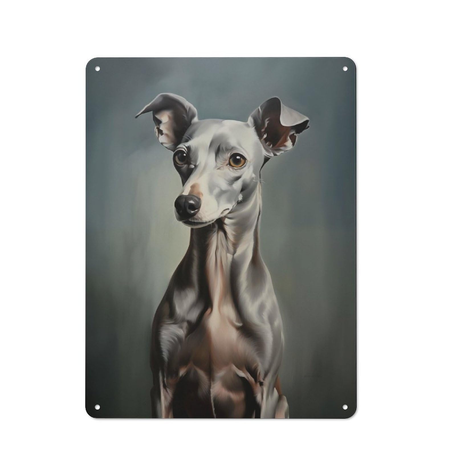 Junmoney Italian Greyhound Rustic Tin Wall Plaque 40X30cm For Living Room Wall, For Kitchen, Dining Room And Home Bar Wall Decor