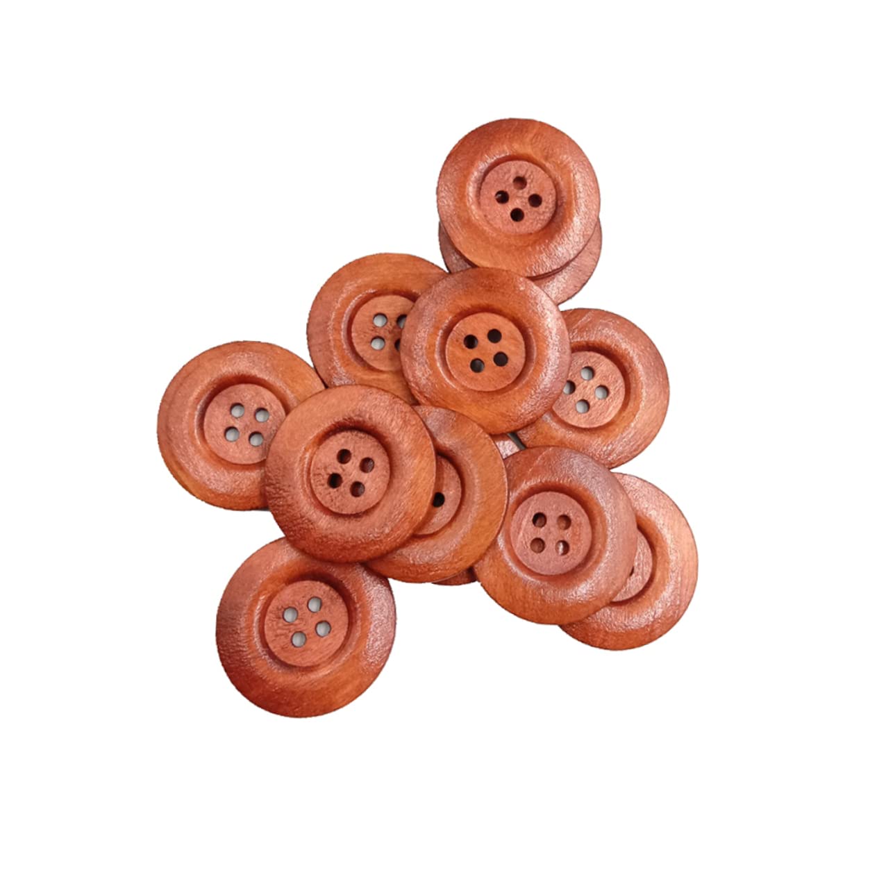 30Pcs Coffee Round Wooden Buttons 40Mm with 4 Holes for Sewing Scrapbooking, Crafts, DIY Projects and Decorative Embellishments