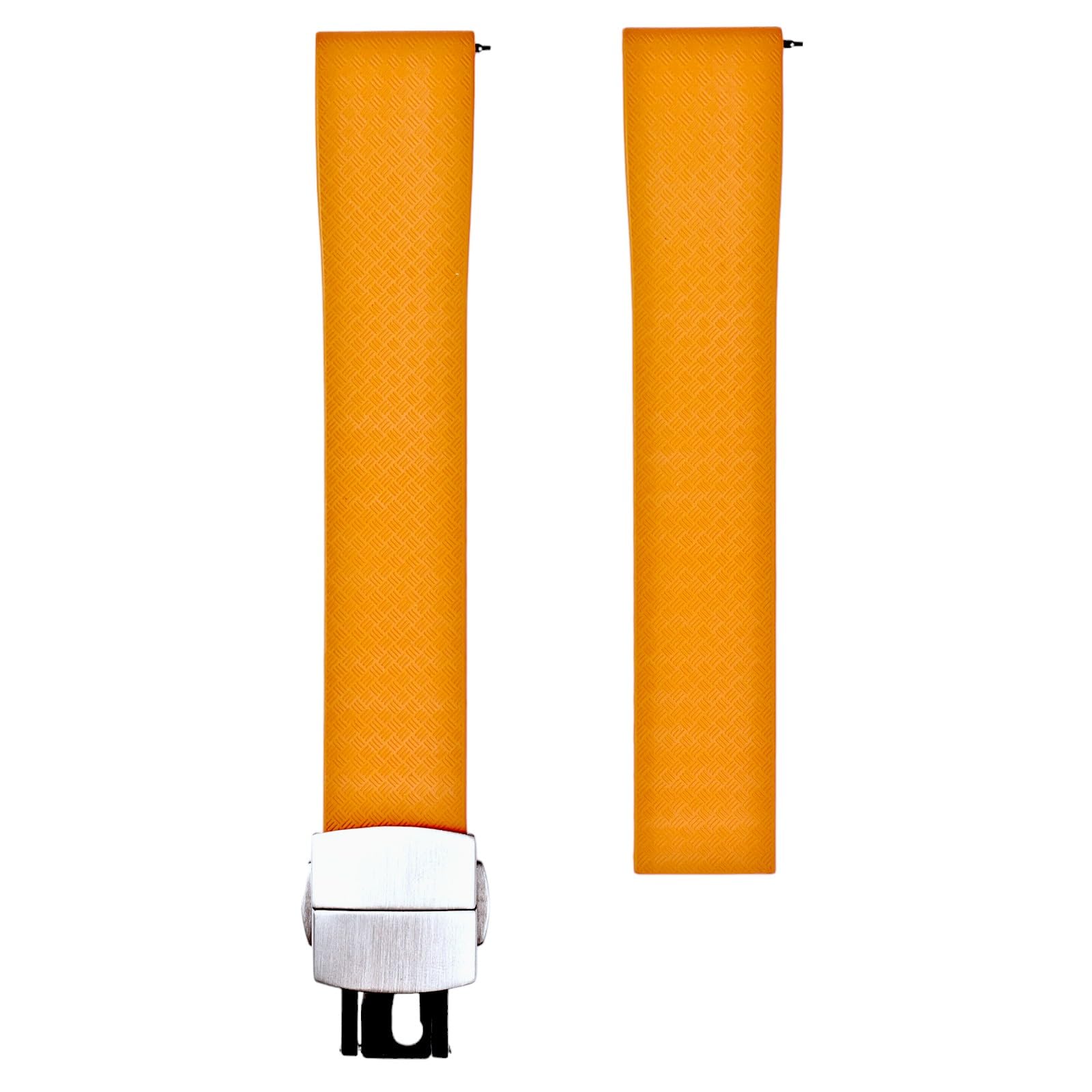 Cut-To-Size CTS Tropical FKM Rubber Watch Bands - Quick-Release Cut-to-Length Replacement Sports & Divers Watch Straps - 20mm, 22mm - For Men & Women (Orange, 20mm)