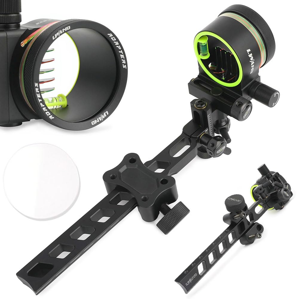 SHARROW Tiro con L'Arco Mirino per Arco Compound 5 Pin Bow Sight Micro Regolabile Alluminio Vista dell'Arco Composto con 4x 6x 8x Lente