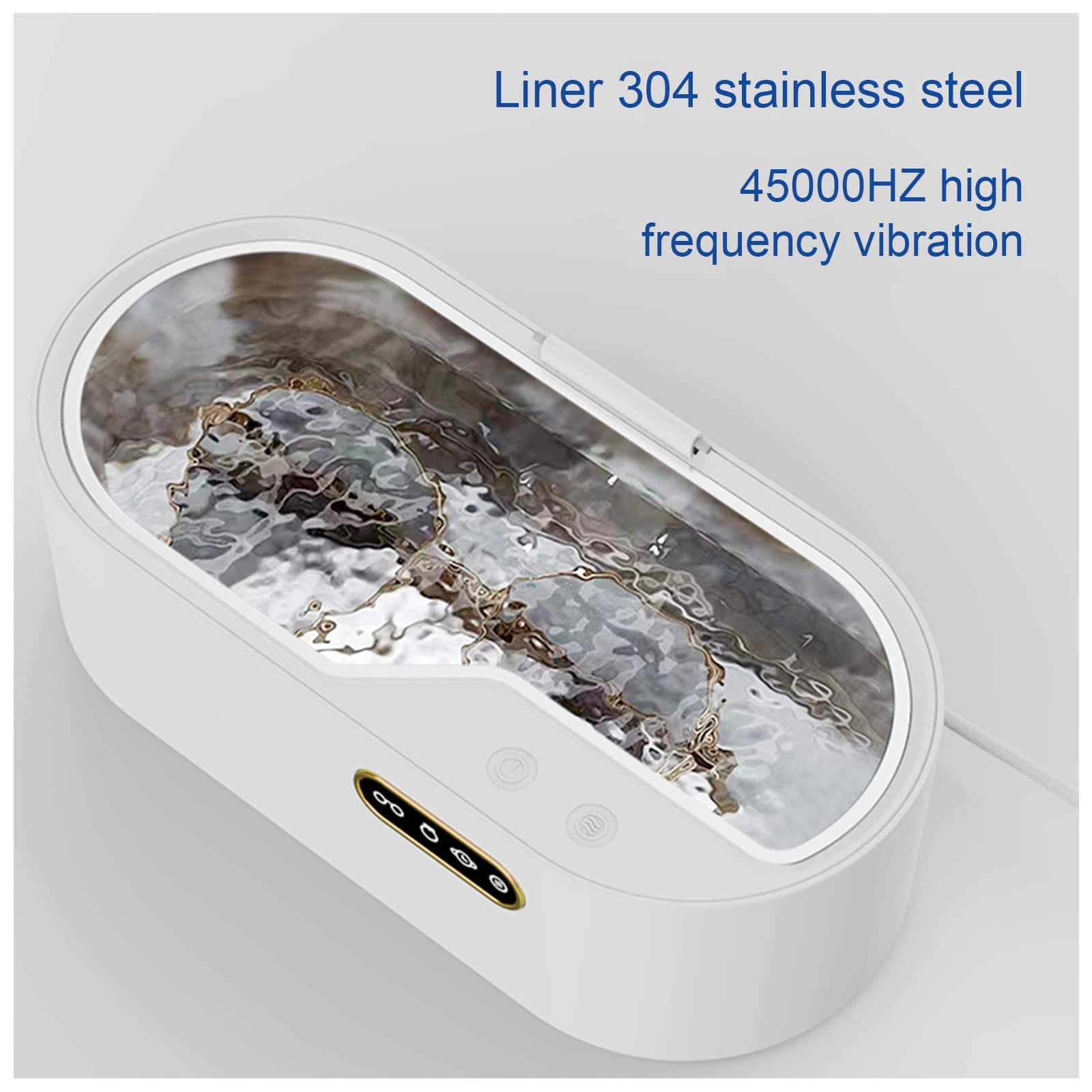 Limpiador ultrasónico Máquina de Limpieza de Gafas Limpiador automático, Limpiador de Joyas para el hogar de 450 ml para Diamantes de Plata y Oro, Tanque Interno de Acero inoxidabl