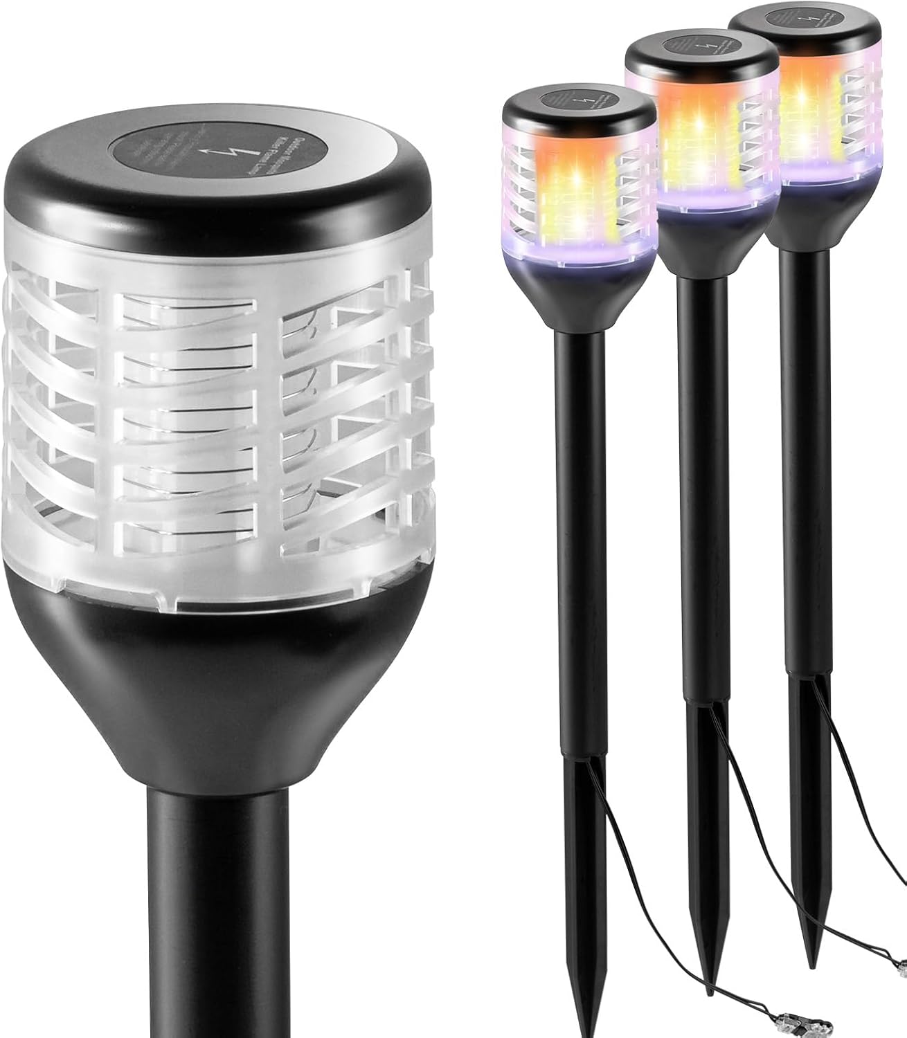 Bug Zapper Outdoor, 2-in-1 Mosquito Killer & Decorative Flame Light, IP-X4 Waterproof Plug in with RGB Light, Fly Zapper Mosquito Catcher for Patio Garden, 3Pack