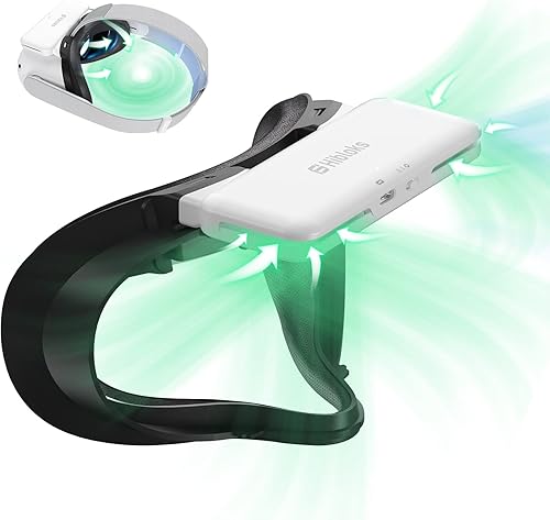 HiBloks Cooling Fan Face Cover for MetaOculus Quest 2 Accessories Upgraded Soft PU Leather Face Cover Quest 2 Cooling Fan Active Air Circulation