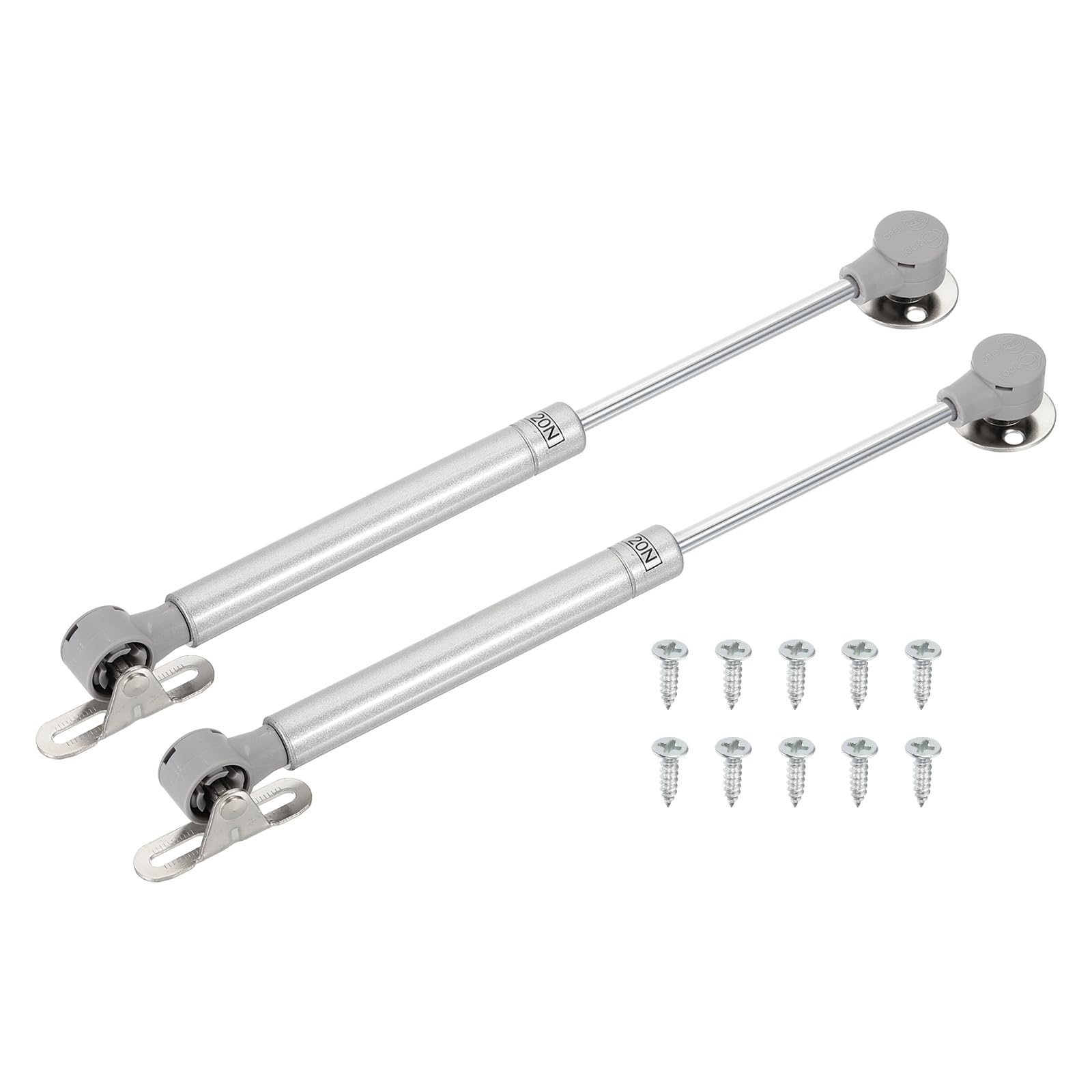 PATIKIL 10 Inch Gas Struts for Cabinets, 2 Pcs Wood Gas Spring Shocks Lift Supports 20N/4lb Closing Hinges Heavy Lid Stay for Furniture Cabinet Door Kitchen Toy Box, Silver
