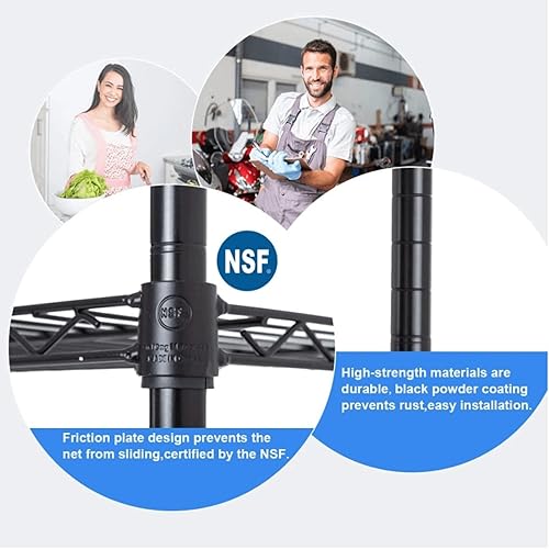 Miniatura 4 de Lucky Shop Estantería de almacenamiento de 4 estantes, organizador de metal resistente, estantes de almacenamiento de metal con patas niveladoras,