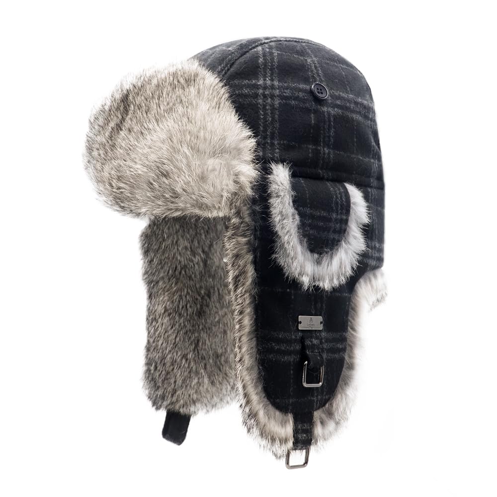 【MIAE】Arctic fur hat Kurhatic Winter Trapper Hat, Warm 100% Rabbit Fur Aviator