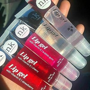 NICKA K NEW YORK VARIETY SET OF 5 NK Hydrating Lip Gel – Vitamin E (Clear, Rosehip Oil, Bubble Gum, Cherry, Strawberry)