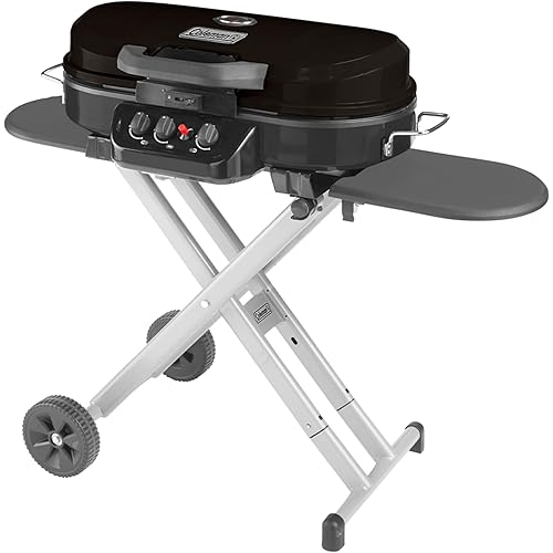 Coleman RoadTrip 285 Portable Stand-Up Propane Grill with 3 Adjustable Burners & Instastart Ignition, 20,000 BTUs of Power for Outdoor Cooking, Camping, Tailgating, Grilling, BBQs, & More