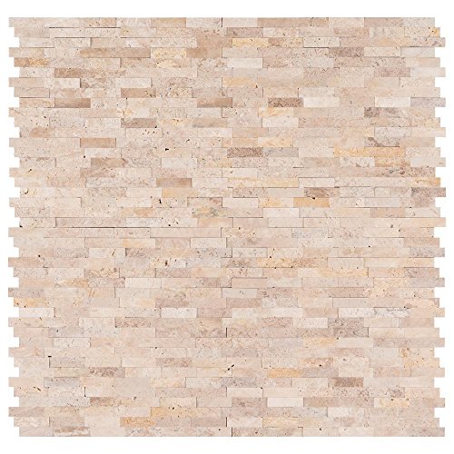 Peel & Stick Ivory Cream Light Travertine Honed And Split Face Mix Brick Pattern Wall Adhesive Diy Mosaics Tile For Kitchen Backsplashes, Wall Fireplace Tile(15) #TOP1