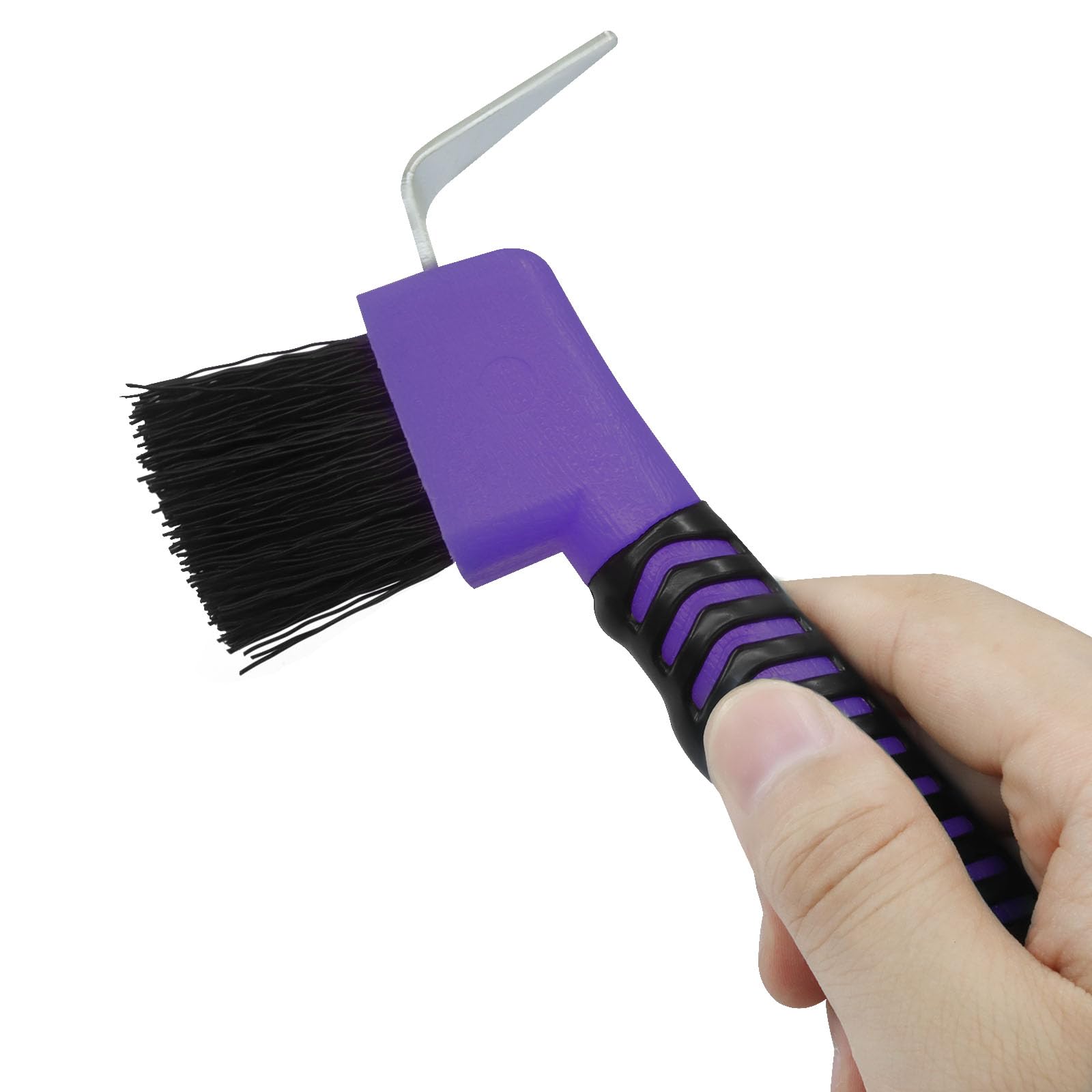 Litoexpe 1 Pcs Horse Hoof Pick Brushes with Soft Touch Rubber Handle, Fine Brush for Goat Donkey and Horse Equestrian Enthusiasts (Purple) - image 5