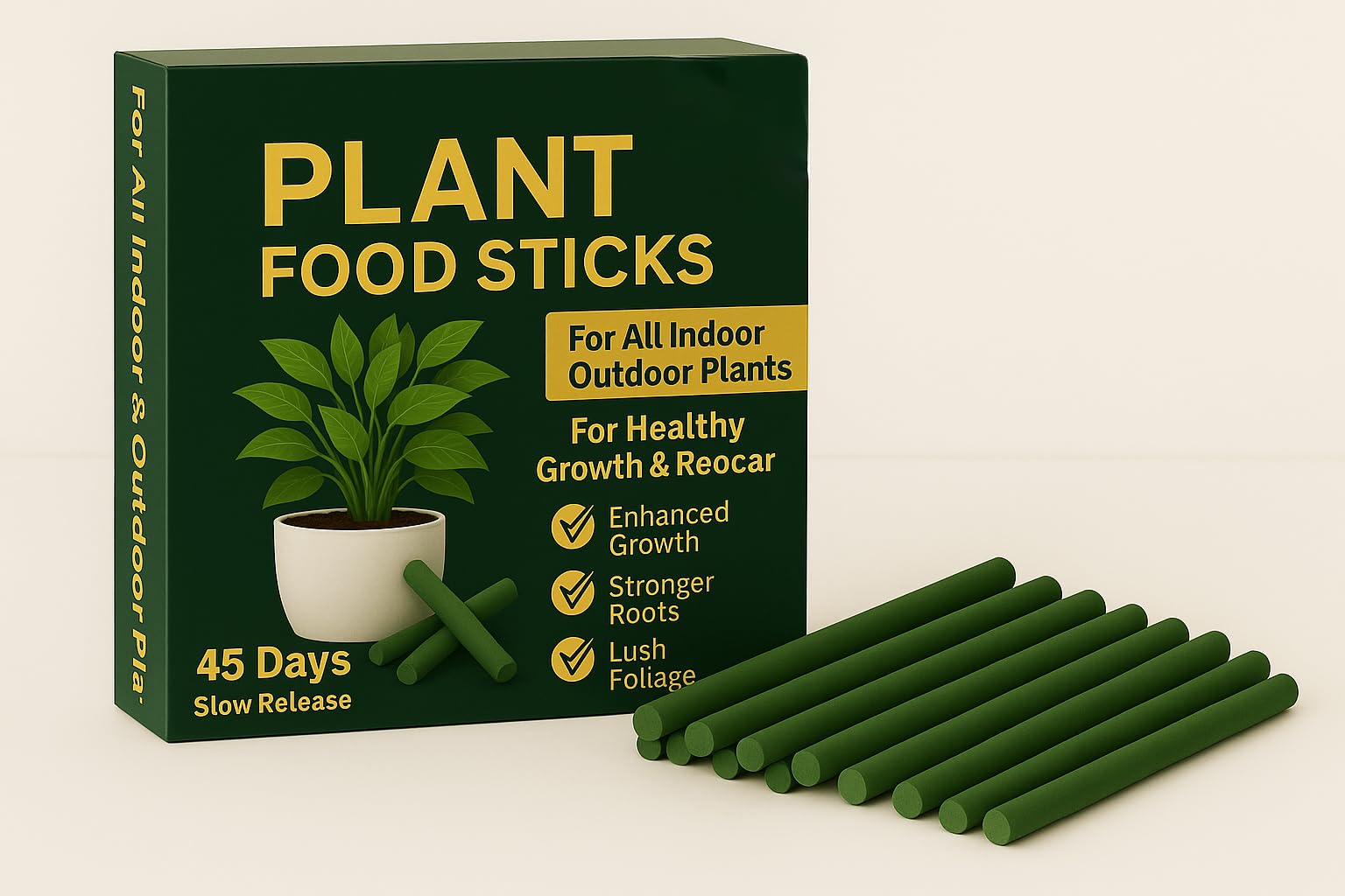 40pcs Green Plant Food Sticks, Natural Fertilizer for Indoor & Outdoor Plants, Magic Growth Booster for Home Garden, Healthy Flower Food for Potted Plants
