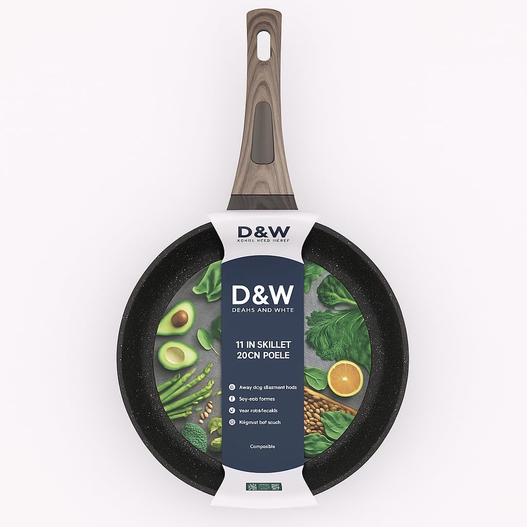 D&W Nonstick Cookware – Skillets, Saucepans & Pots – Deane White DW Cookware – Durable, Easy-Clean Pans for All Cooktops (8", 9.5" & 11") (Brown Handle, 8 Inch)