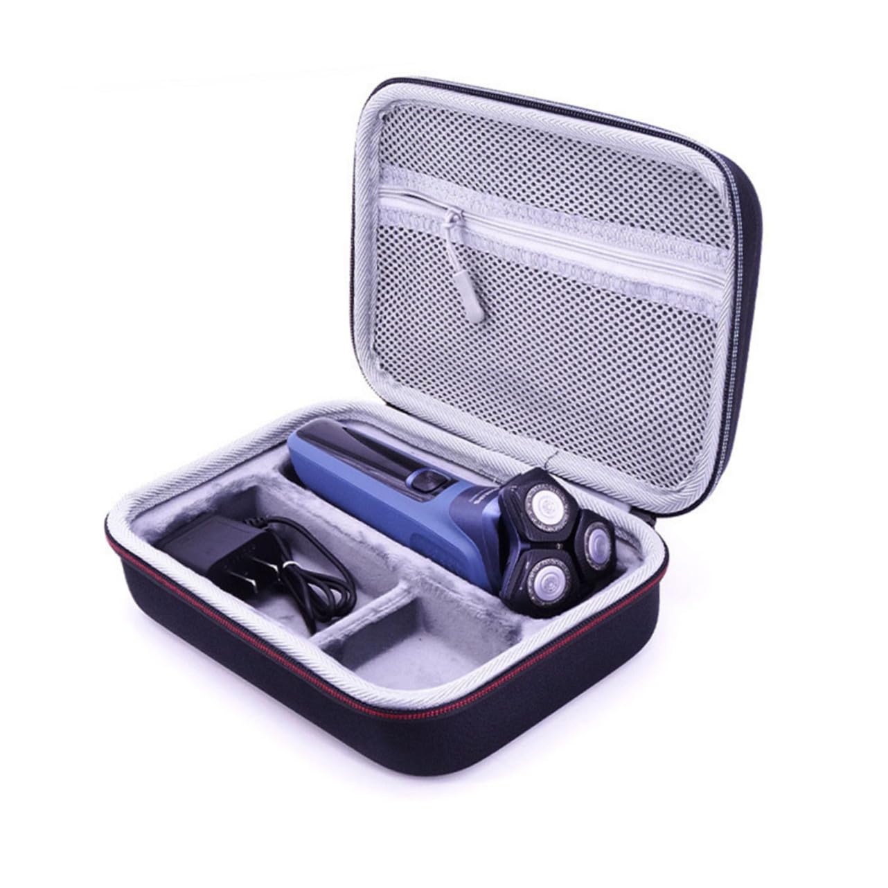 Custodia Organizer per Rasoio Elettrico in Eva Nera Portatile | Uso in Viaggio e Trasferte di Lavoro, Struttura Sottile, Formato Compatto per Contenere Accessori
