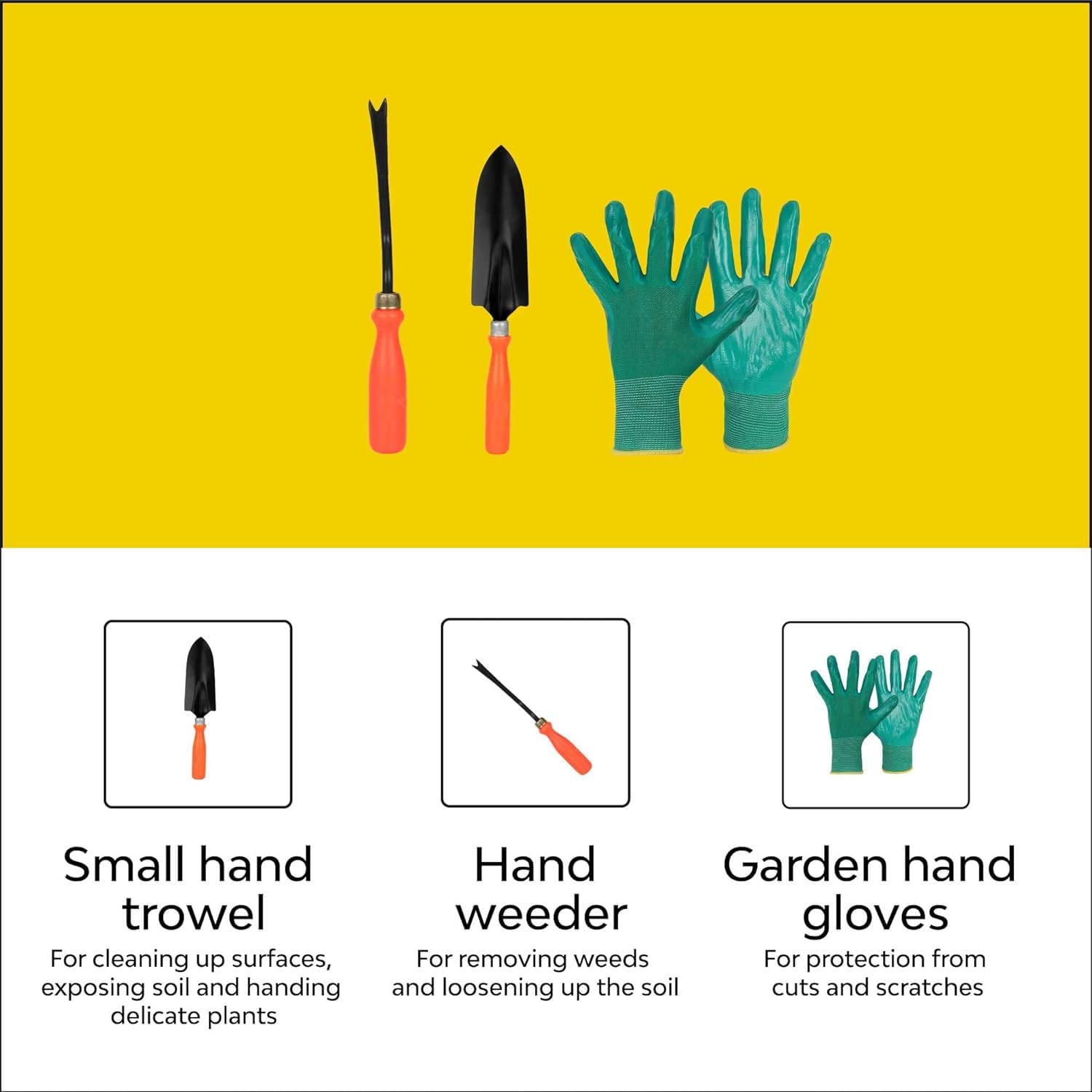 Garten-Handwerkzeug-Set – 10-teilig (Kultivator, Gartengabel, Kellen, Unkrautjäter, Gartenhandschuhe, Schere, Gartenschere, Samenpaket, Metallbox)