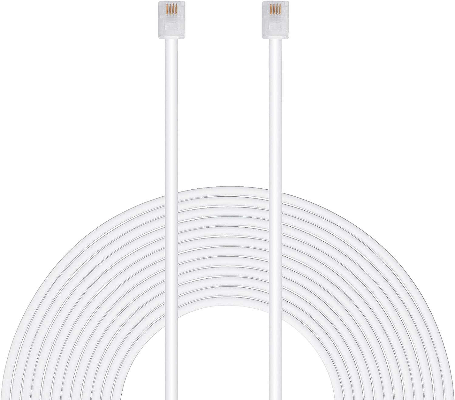 DKURVE Handmade Telephone Landline Extension Cord Cable Line Wire with Standard RJ-11 6P4C Plugs (1M, WHITE)