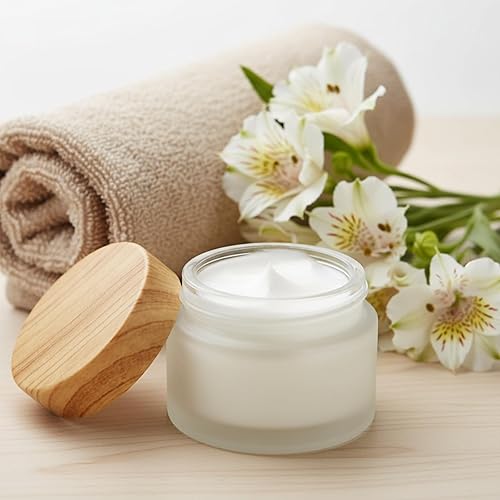 Miniatura 8 de ZENFUN 16 recipientes de vidrio para cosméticos de 1.7 onzas/1.7 fl oz, tarros de muestra vacíos con tapa de plástico, ollas de viaje con tapa,