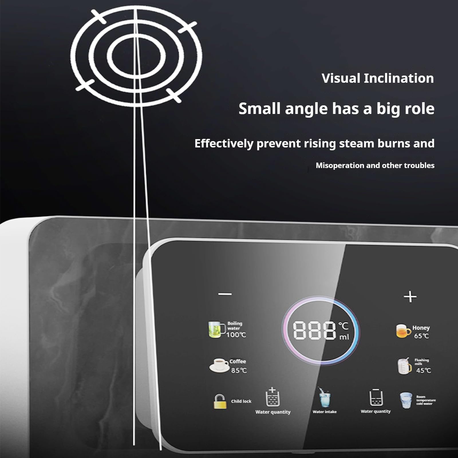 Distributore di acqua elettrico a parete con touch screen intelligente per preparare rapidamente caffè, tè e bevande calde