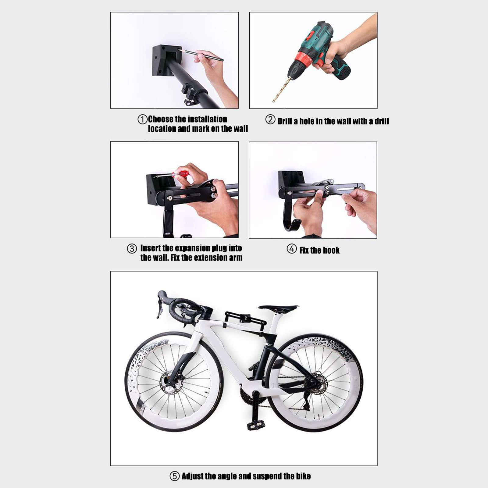 Portabicicletas De Pared Soporte Organizador Multiusos Con Ganchos Y