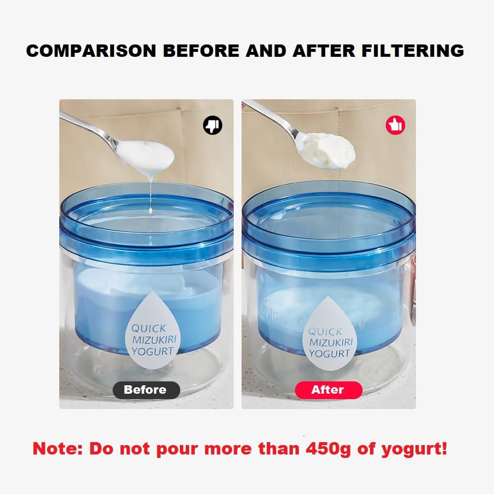 lomonmen Yoghurtzeef, Griekse yoghurtzeef met deksel, herbruikbare yoghurtfilter voor het maken van dikke Griekse yoghurt sojamelk (blauw