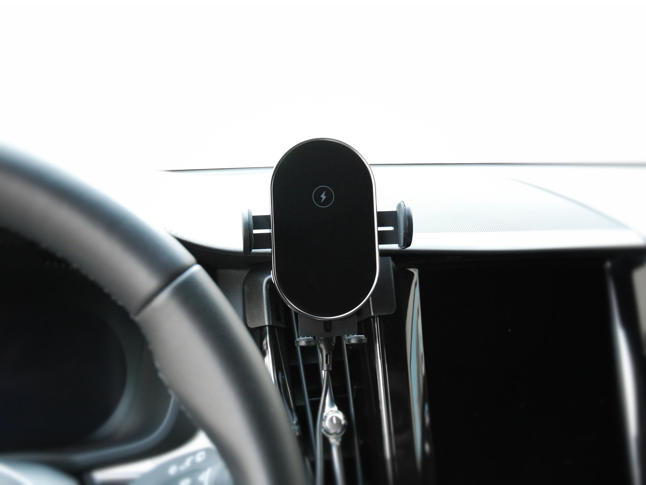 15 W, supporto automatico per cellulare con funzione di ricarica, compatibile con Volvo XC60 (2017-2025) auto, ricarica rapida senza fili, supporto per cellulare auto, ricarica induttiva