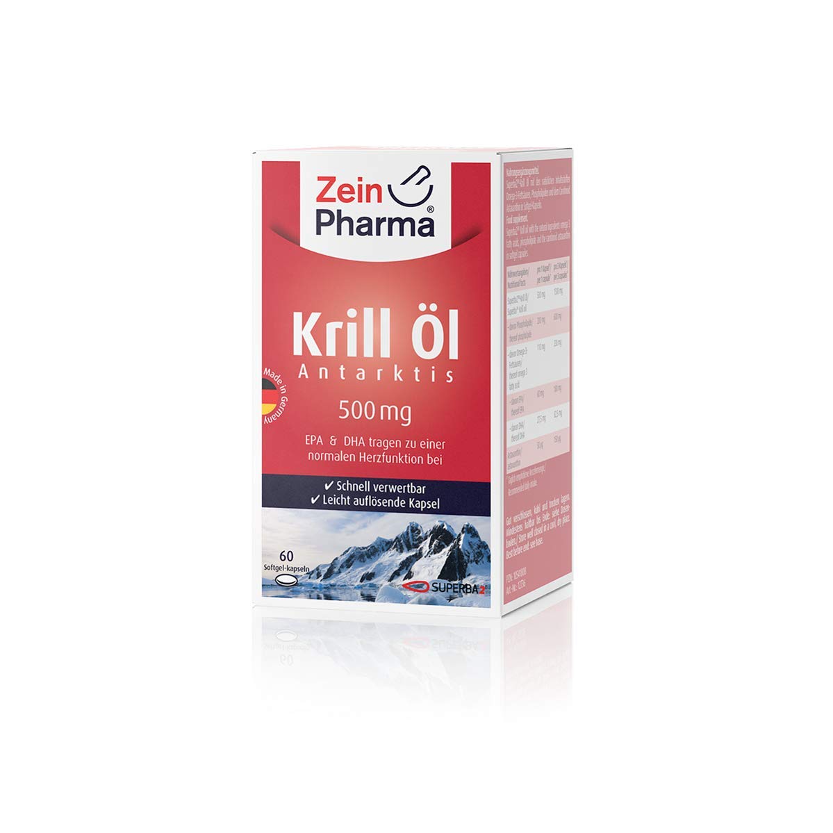 Zein Pharma Krill Öl Kapseln 500 mg, 60 Stück, 1er Pack (1 x 42 g)