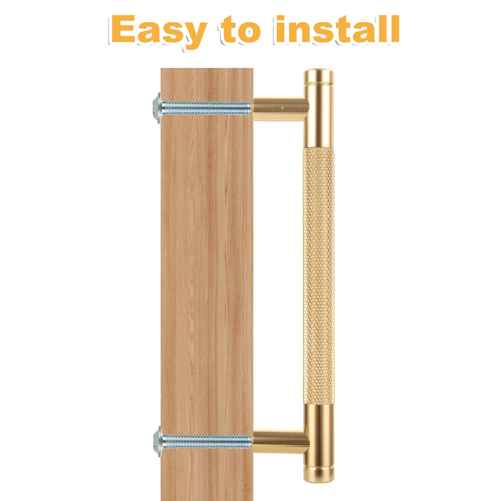 MEIDIV 8PCS 158mm Gold Kitchen Handles, Hole Spacing 128mm Gold Wardrobe Handles, T Bar Handle for Cupboard Wardrobe Cabinet Door - Image 4