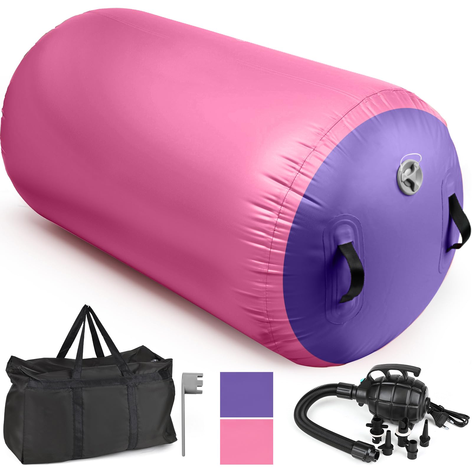 Diealles Shine Air Roll, 100x80cm Rullo ad Aria Gonfiabile Rotondo, Rotolo Gonfiabile con Pompa Elettrica e Borsa per il Trasporto, Air Barrel Gymnastics Roller per Allenamento Fitness Yoga