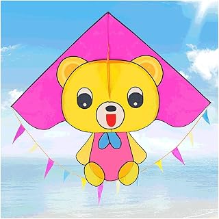 Kite for Outdoor Large Bear Kite for Kids & Adults,String Line Included,with Colorful Colors Tail,Perfect for Beginners,Easy to Fly-Pink Easy to Fly Kites Gift (Color : 400m String)