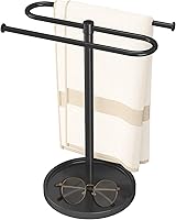 Bethom Black Stainless Steel S-Shape Towel Holder Stand - Freestanding Bathroom Kitchen Countertop Rack Holds 2 Hand Towels