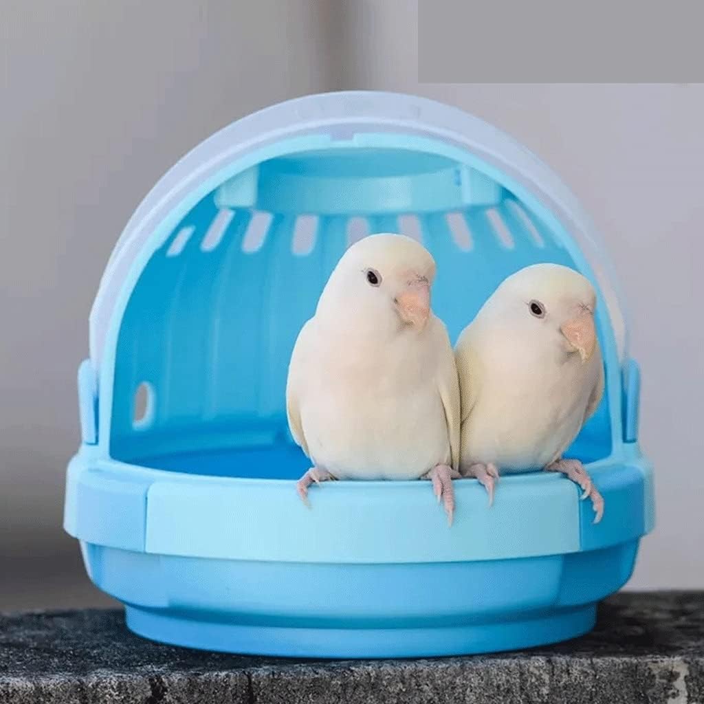 YYDS Plastic Bird Travel Cage Lightweight and Small Bird Parrot Travel Carrier Transparent Breathable Travel Cage with Handle (Color : Pink)