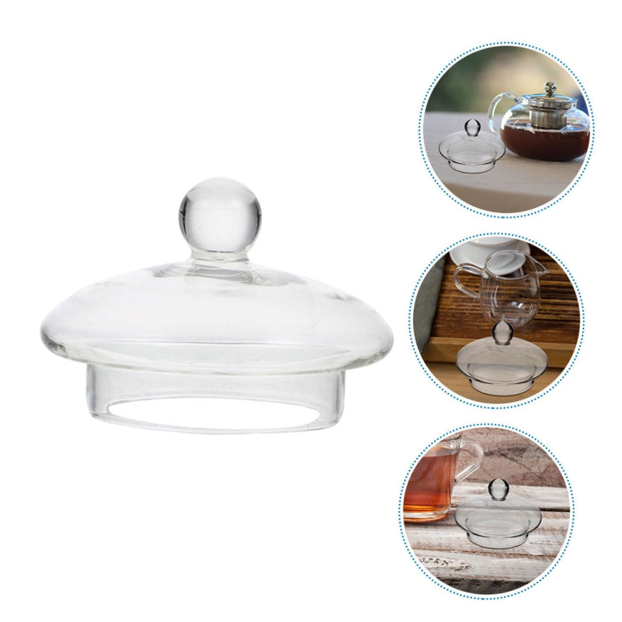 Tapa de cristal transparente de 8 cm para teteras pequeñas de 600 ml con bordes redondeados