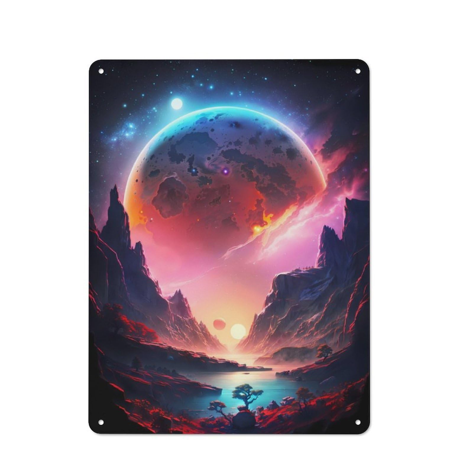 Junmoney Galactic Eden Landscape Retro Printed Metal Sign 40X30cm For Garage Or Workshop, For Garage, Workshop And Man Cave Decoration