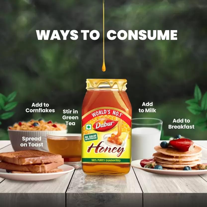 Image of Dabur Honey - 1.2kg | 100% Pure | World's No.1 Honey Brand with No Sugar Adulteration | For Fitness & Health | Natural Immunity Booster | 100% Indigenous | Rich in Antioxidants & Minerals (Pack of 3)