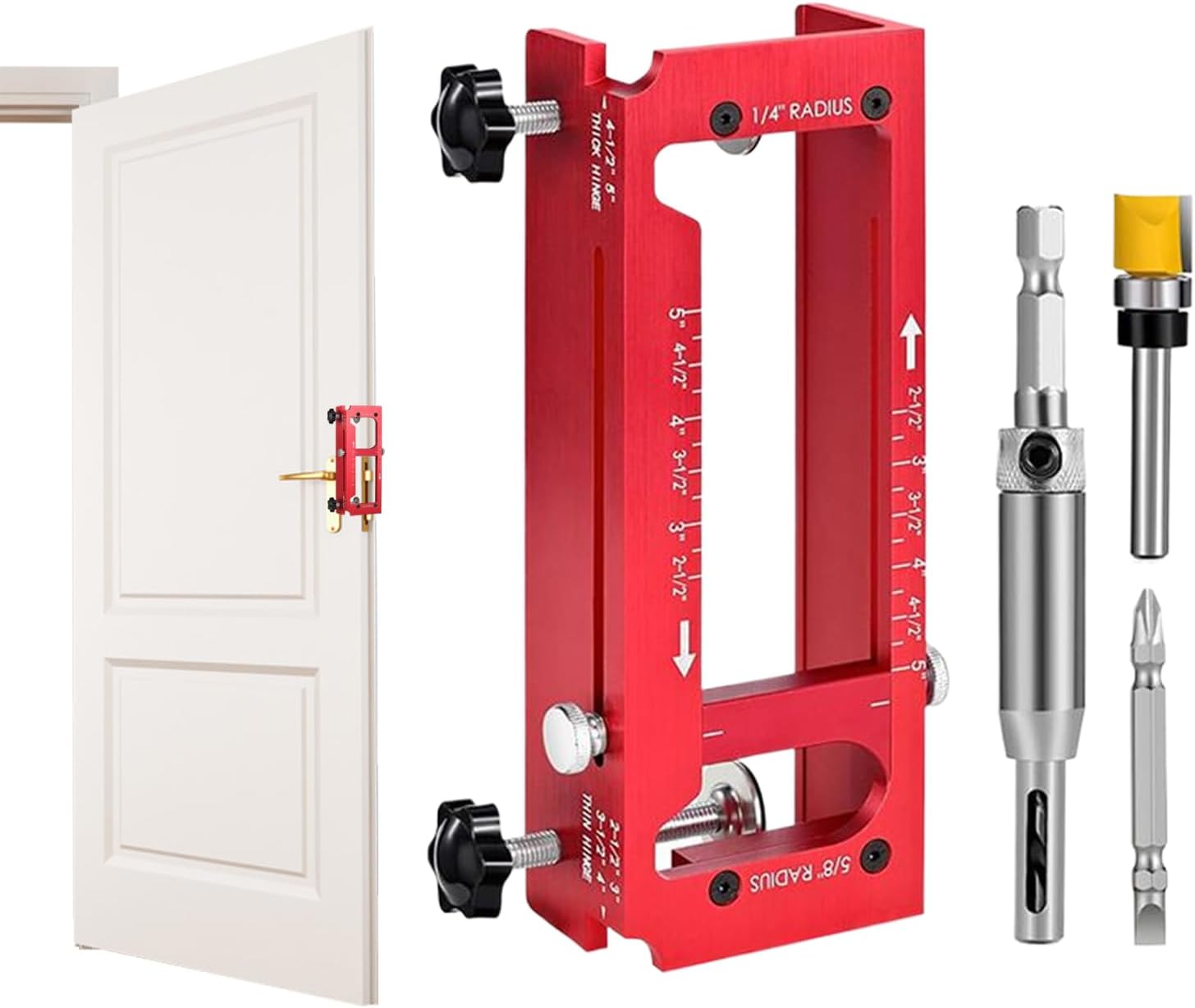 Door Hinge Router Template - 2-in-1 Woodworking Tool, Hinge Hole Locator Accessory, Precision Carpentry Equipment, Furniture Woodworking Solution for Carpenters, Contractors, Homeowners