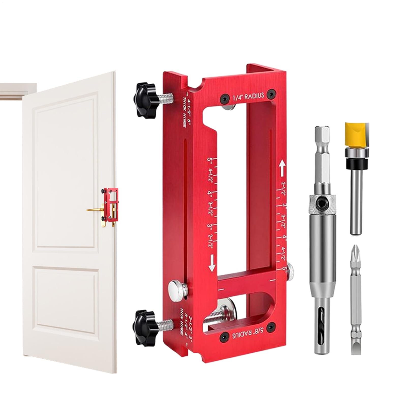Door Hinge Router Template - 2-in-1 Woodworking Tool, Hinge Hole Locator Accessory, Precision Carpentry Equipment, Furniture Woodworking Solution for Carpenters, Contractors, Homeowners