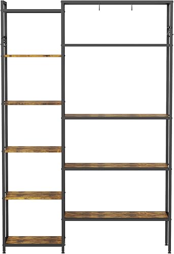 Miniatura 7 de Monesti Estantería de 6 niveles con 6 ganchos, estantería para dormitorio, sala de estar, cocina, estudio y oficina en casa