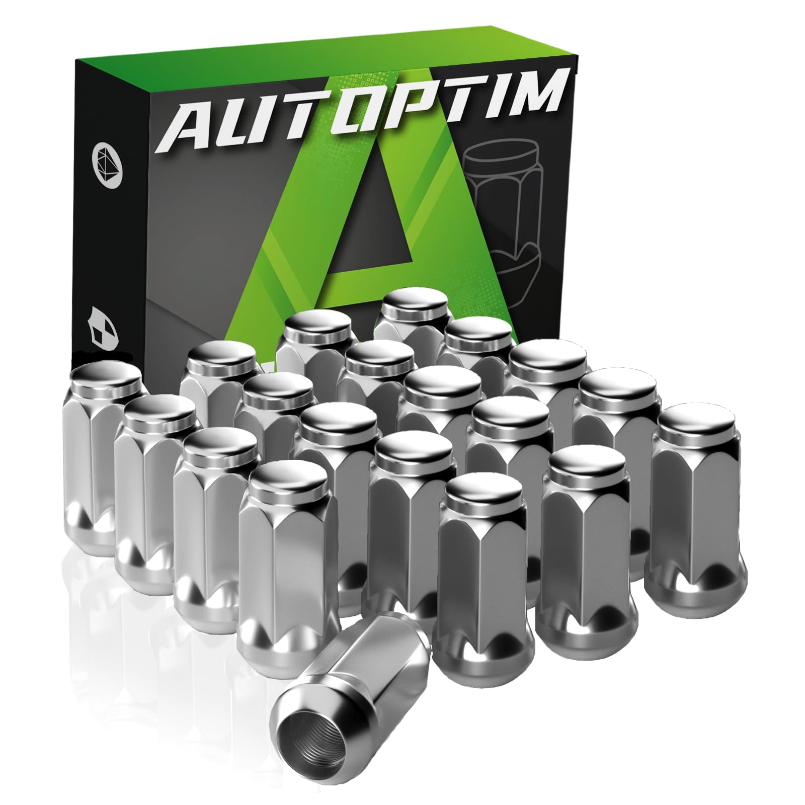 AUTOPTIM M14x1.5 Lug Nuts - 20Pcs Chrome Closed End Lug Nut, 3/4"(19mm) Hex
