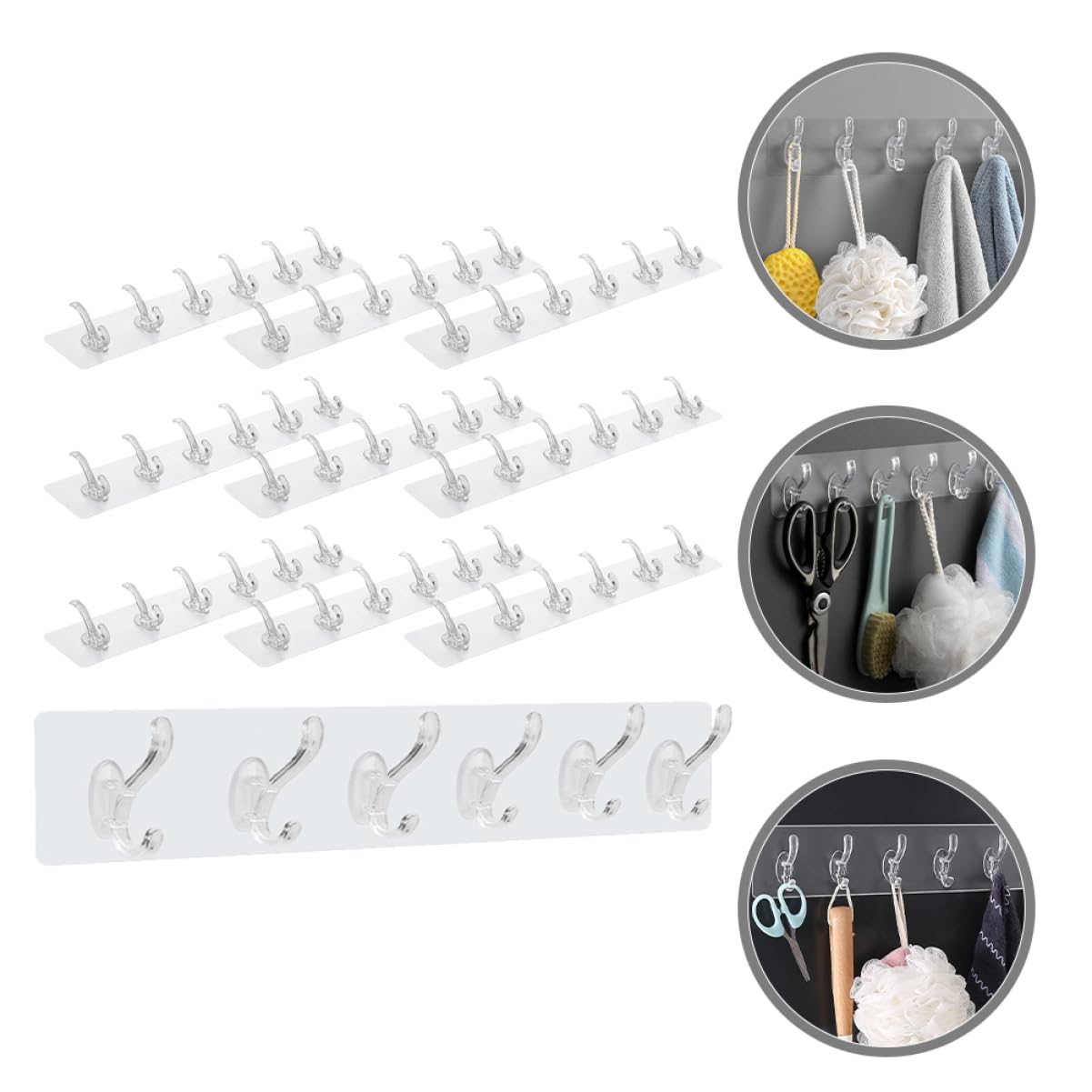 Alipis Selbstklebende Hakenleiste mit 6-klauen Design Pp Transparent 10 Stück für Küche und Bad Einfach Anzubringen und Entfernen